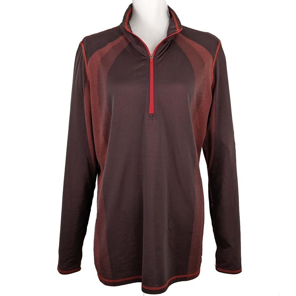 Eddie Bauer Womens XL Running Athletic Jersey 1/4 Zip Thumb Holes